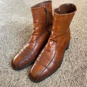 Vintage Florsheim Imperial Mens Brown Leather Side Zip Ankle Boots Size 9.5 C